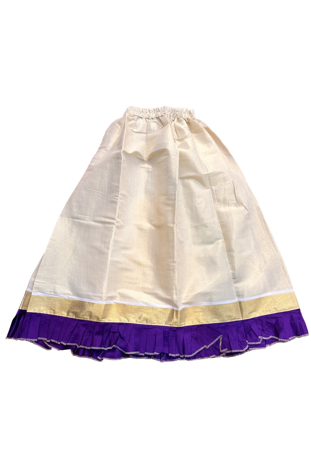 Midukki-Traditional South Indian Kids Pattu Pavada- Violet top tissue skirt with frill bottom - Age 10 - KK10MID0029
