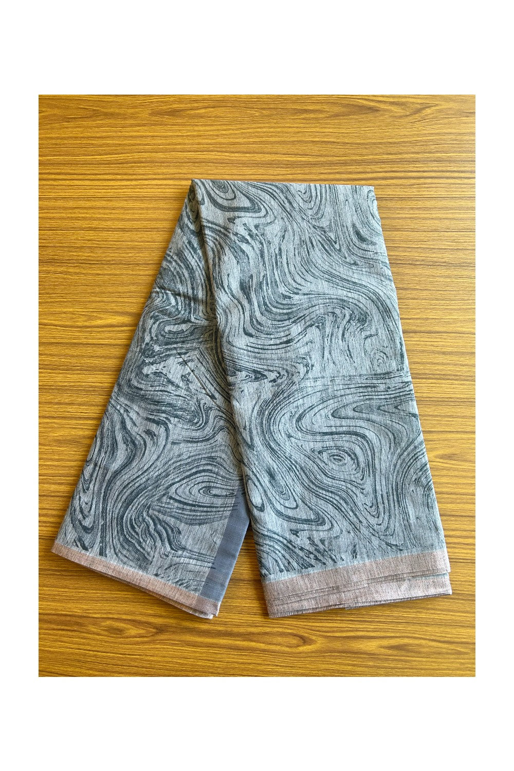 KaithariKada- Balaramapuram Saree - 100% PURE Cotton Silk - Ash Grey & Black Design - 3KK1004DHA