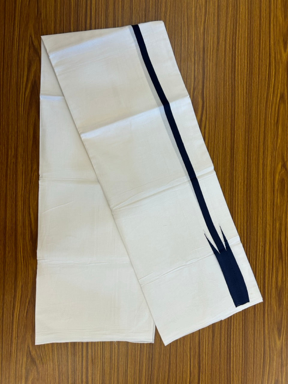 37% Discount ! NEW! KaithariKada Balaramapuram 100% Cotton Pure white Double Mundu/Dhoti - (100x80)s - Heavy Chutty Dark Navy Blue - 3 KK5252 CKS