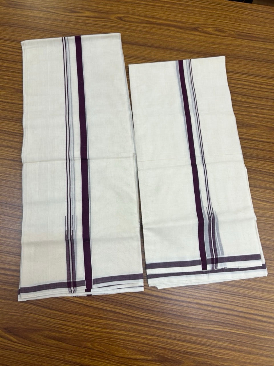 Womens Single Set Mund for 30% Discount!!! KaithariKada Handloom Unakkupaav Balaramapuram - 100% Cotton Puliyilakkara Chutty - Wine kara - 3 KK7155 RAM