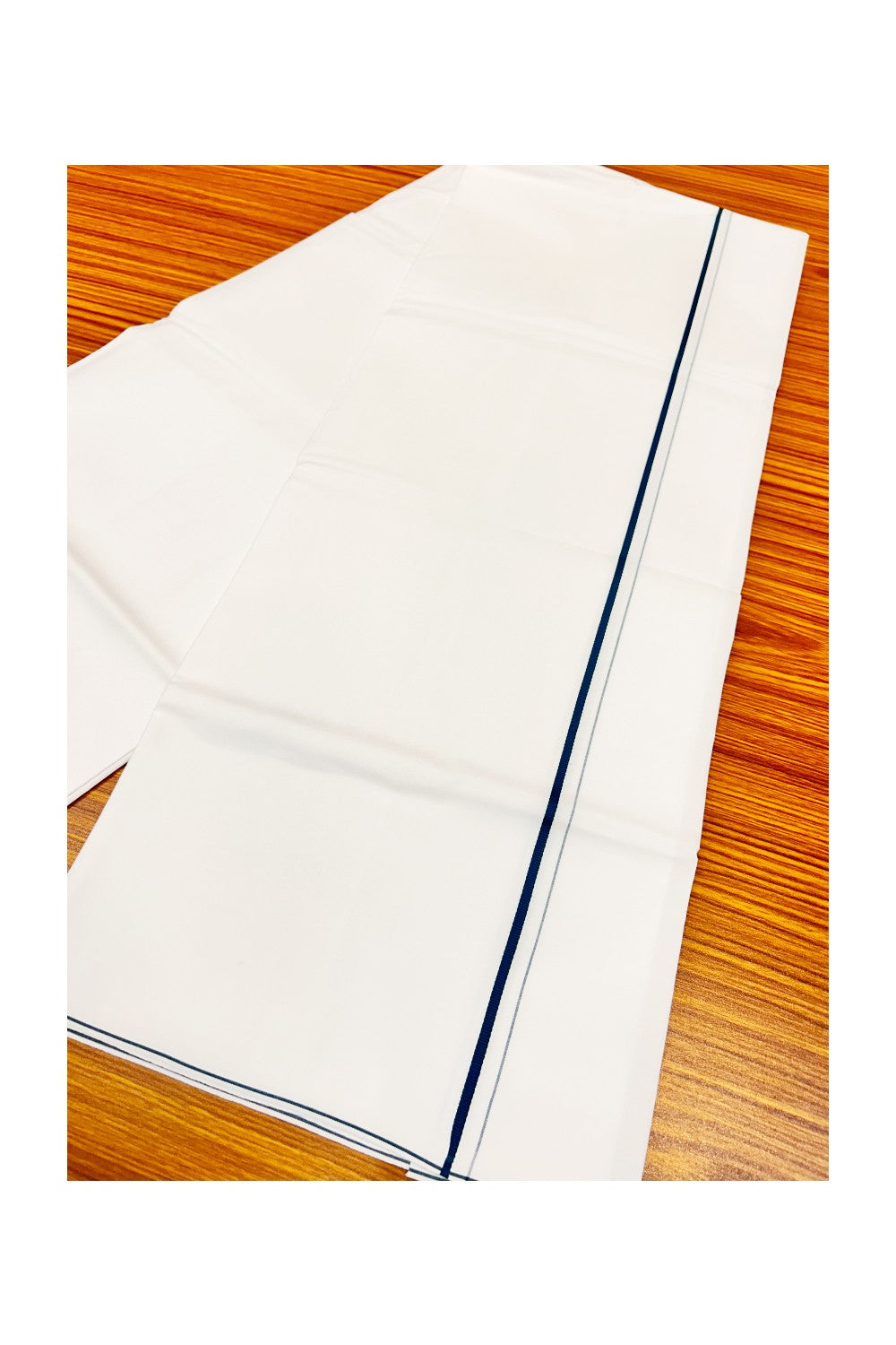 21% OFFER!! KaithariKada WRINKLE FREE Cotton PURE WHITE SINGLE Mundu/Dhoti-40X40 Peacock green 1 cm (2 meter / 4 muzham) Kara- 3uat