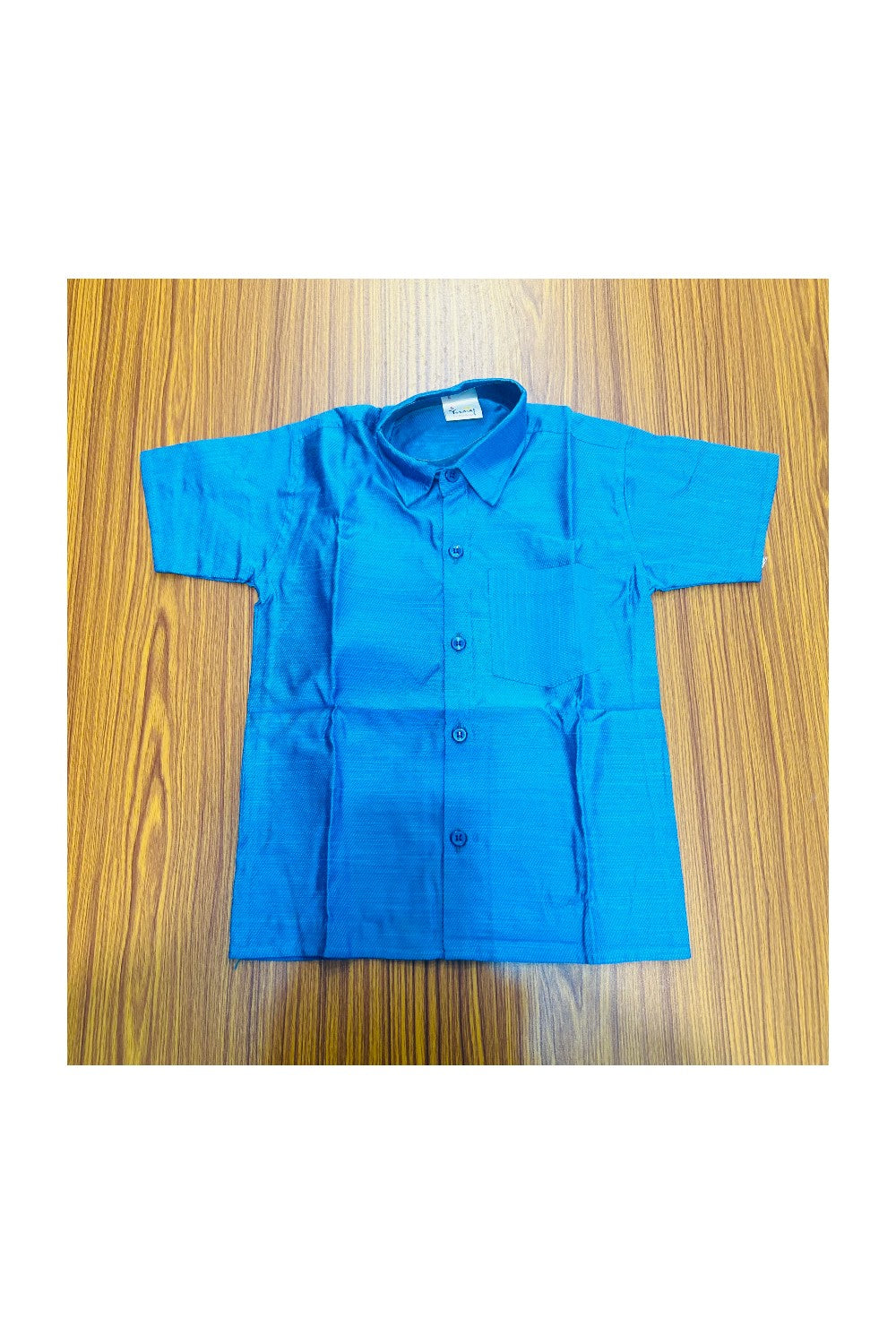 10% DISCOUNT !!! Yuvraj-Traditional South Indian Kids Shirt & Mund - Dark sky blue Shirt Off white Kasavu Mund Age 5- 3KK107YUV5