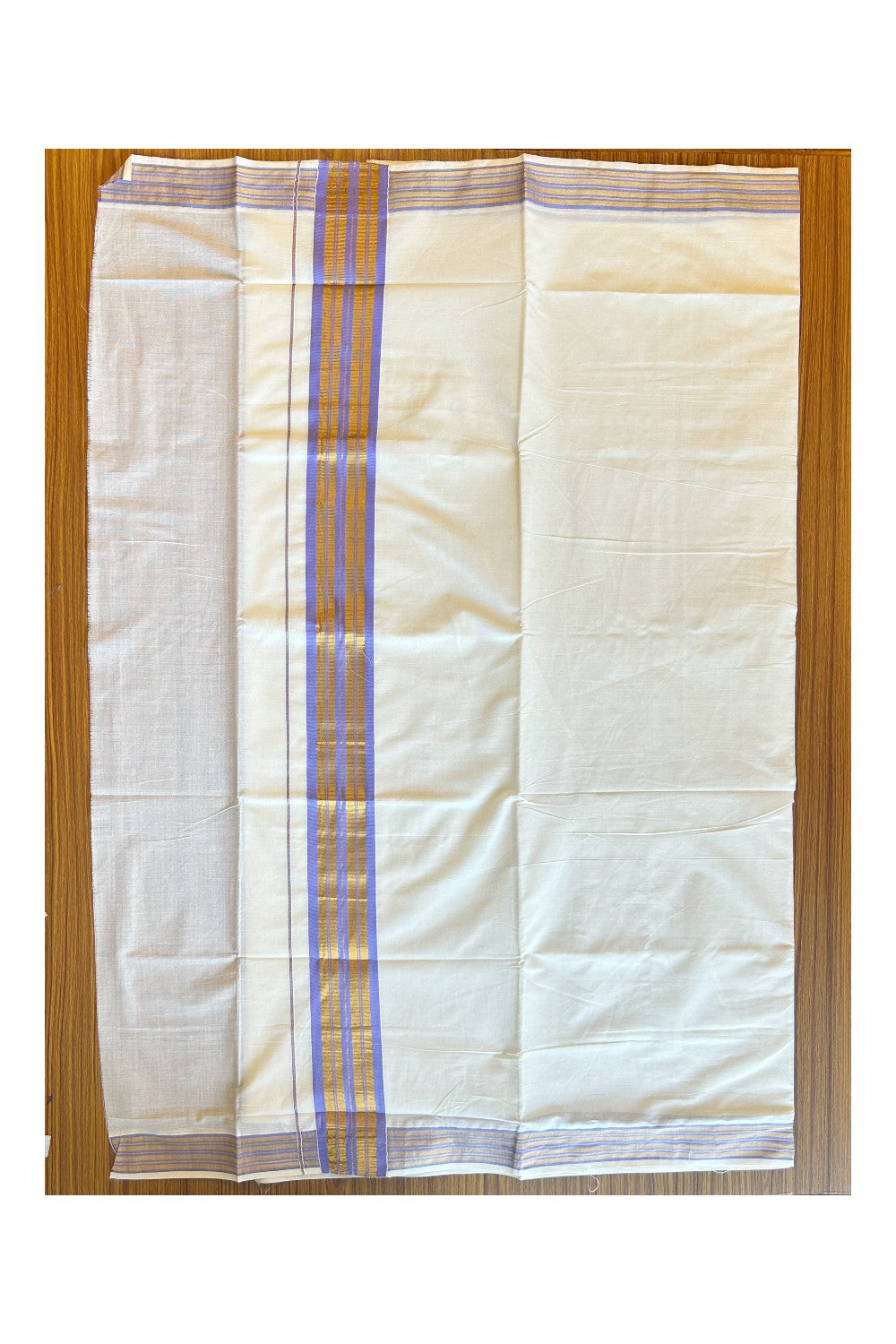 Kaitharikada Kerala Cotton Saree 4 inch Lavender Violet & Kasavu - 3KK303VIN