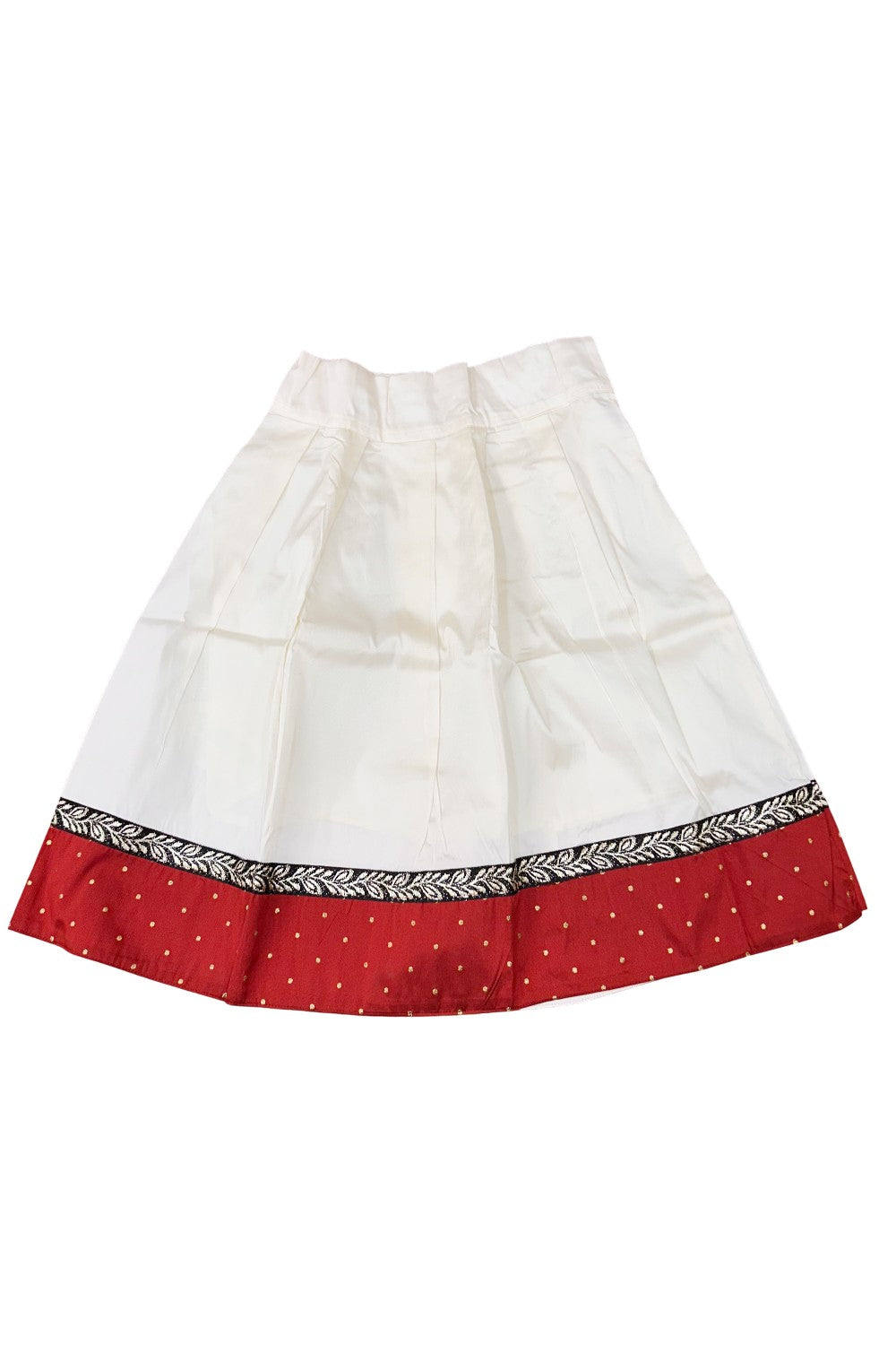 Midukki-Traditional South Indian Kids Pattu Pavada- Maroon top offwhite skirt with leaf border design- Age 5 - KK5MID003