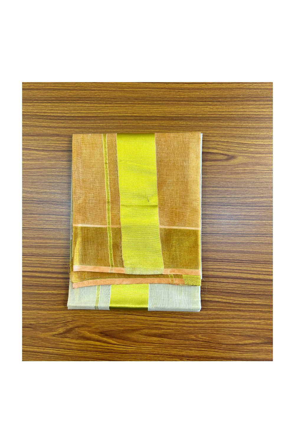 36% Discount!! KaithariKada - Kerala Tissue SINGLE SET MUND FOR WOMEN - Tie & Dye Half Orange Colour Design - Kasavu Big Kara - 3KK491MUR