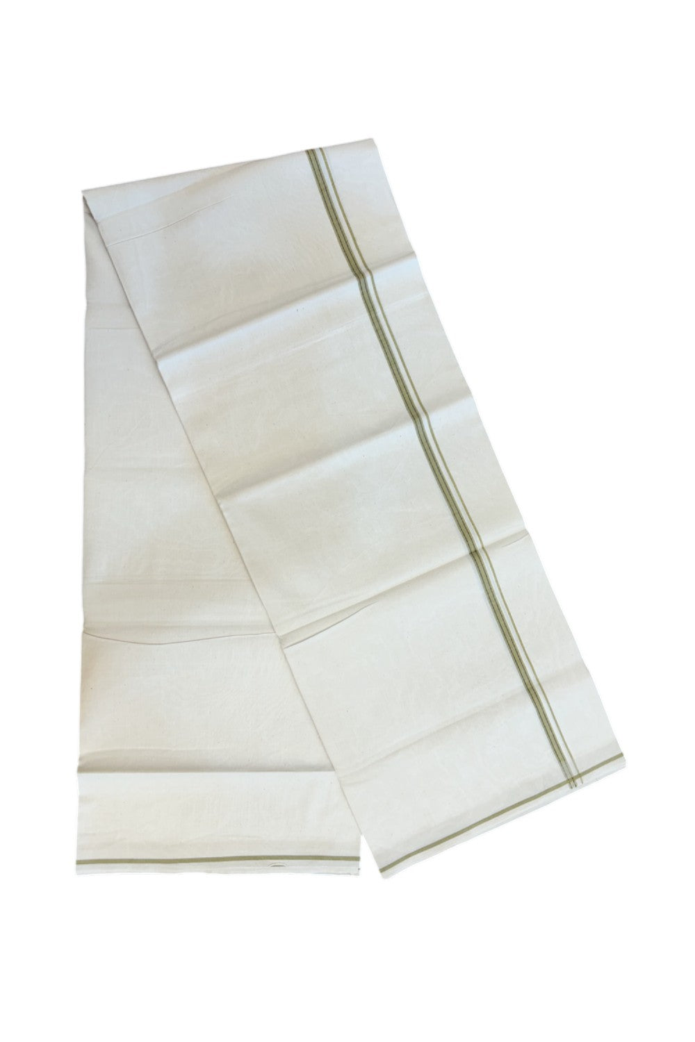 24% Discount !! KaithariKada Balaramapuram 100% Cotton OFF WHITE (Unbleached) Single Mundu/Dhoti - Twisted 60s Thread - 0.8 cm Dark Mustard & black striped Kara (2 meter / 4 muzham) - 56KK5241 GL