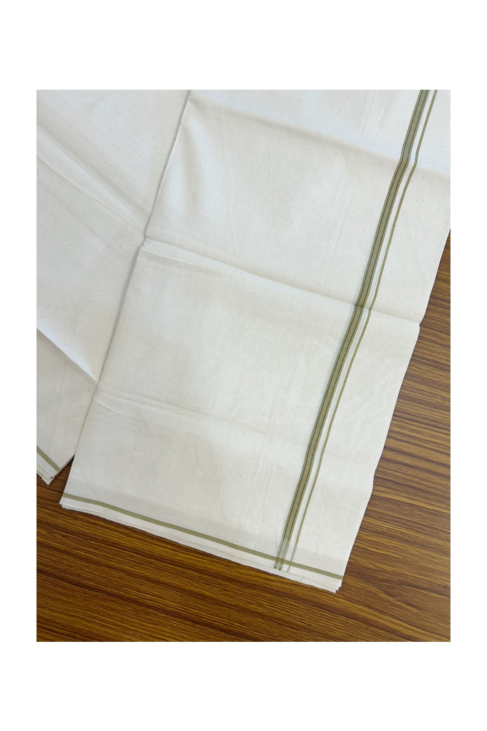 24% Discount !! KaithariKada Balaramapuram 100% Cotton OFF WHITE (Unbleached) Single Mundu/Dhoti - Twisted 60s Thread - 0.8 cm Dark Mustard & black striped Kara (2 meter / 4 muzham) - 56KK5241 GL