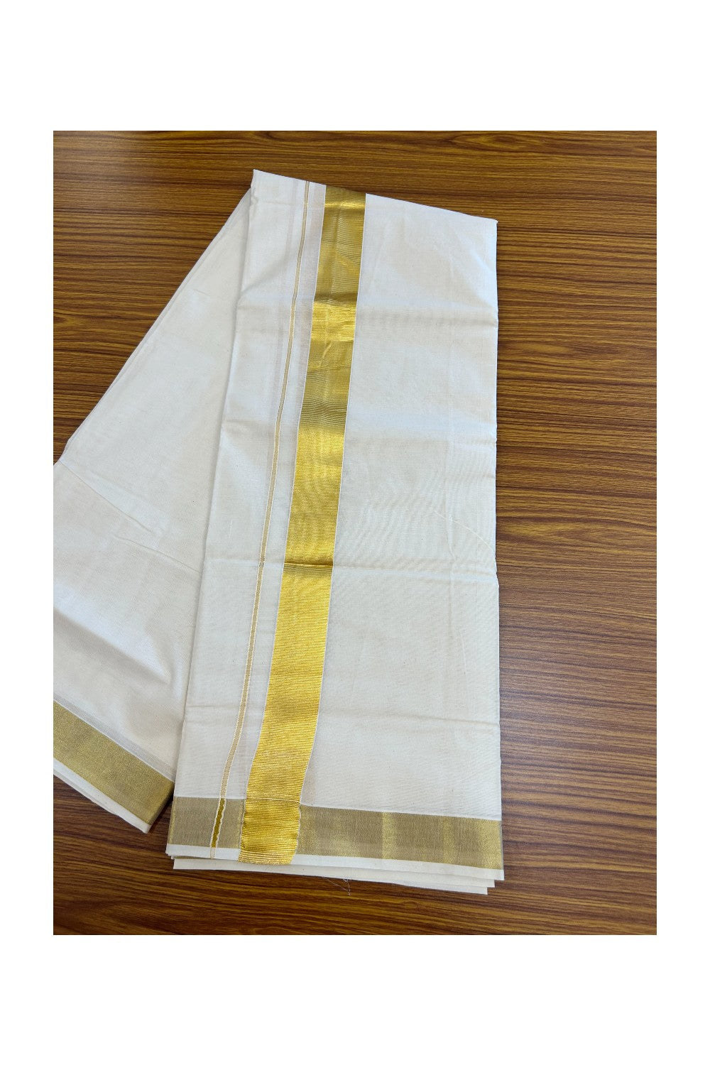 20% Discount !! KaithariKada Balaramapuram 100% Cotton Double Off white - (Unbleached) Mundu/Dhoti - 80x72 - 1.5 inch Kasavu Kara - 31KK5212 VIN