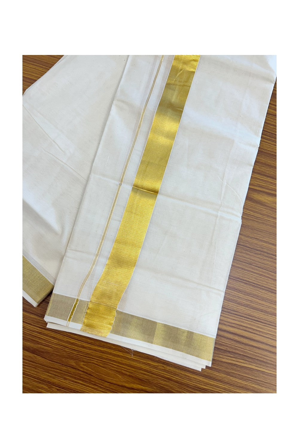 20% Discount !! KaithariKada Balaramapuram 100% Cotton Double Off white - (Unbleached) Mundu/Dhoti - 80x72 - 1.5 inch Kasavu Kara - 31KK5212 VIN
