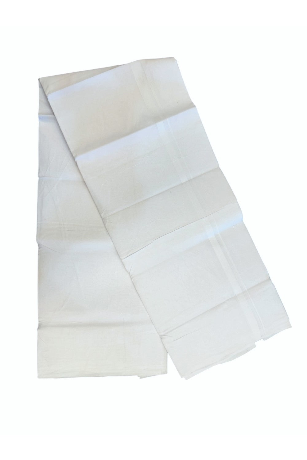 20% DISCOUNT!!! KaithariKada Balaramapuram 100% Cotton PURE WHITE Double Mundu/Dhoti - 100x100 - 0.5 inch White Kara 4 mtr (8.5 muzham) - 32KK5224 ASH