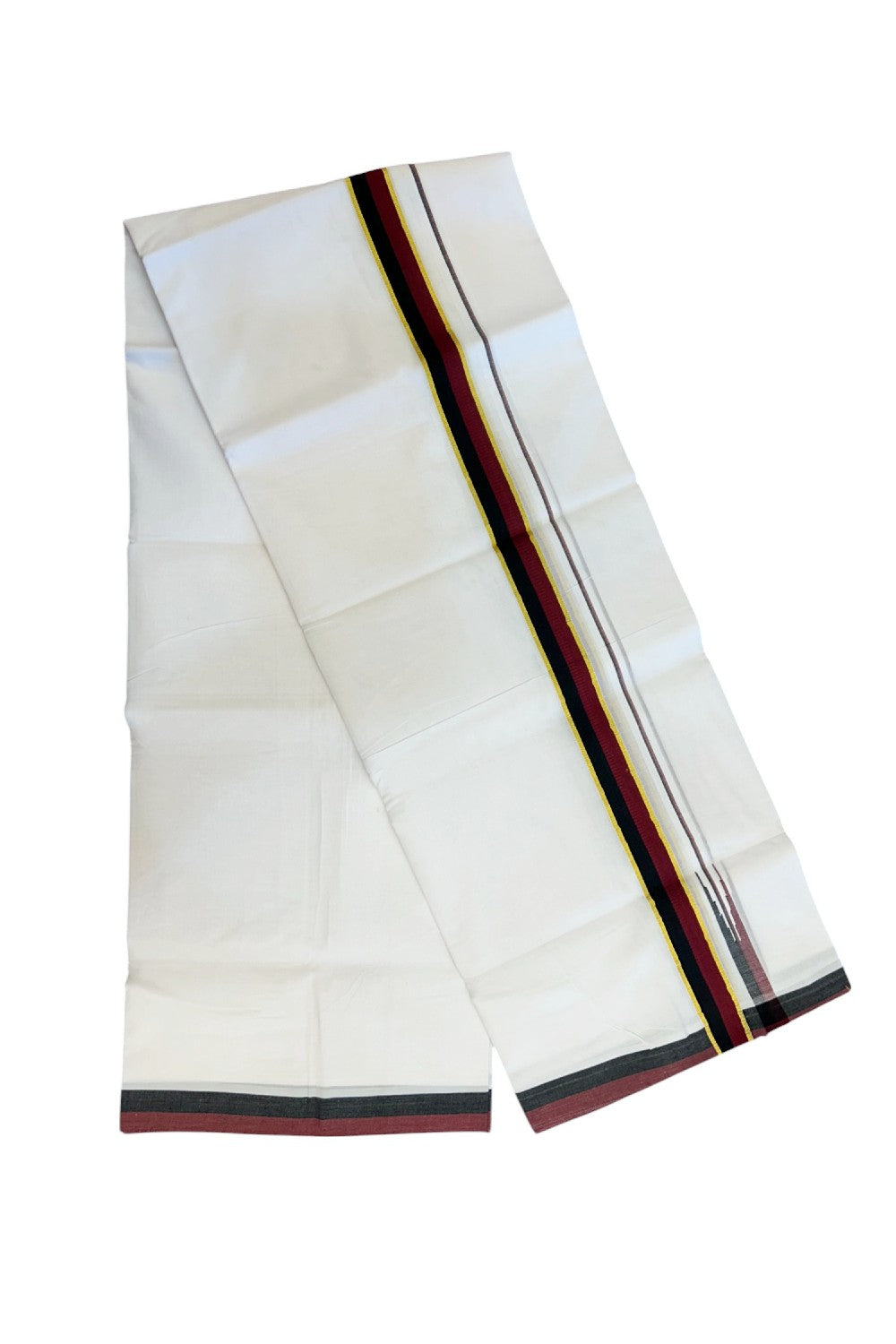 DMK Veshti - 20% Discount !! KaithariKada Balaramapuram Double PURE WHITE Mundu/Dhoti - 100X100 - 1.25 inch Puliyilakkara Kasavu Maroon & Black Chutty Kara 4 mtr (8.5 muzham) - 33KK5224 ASH