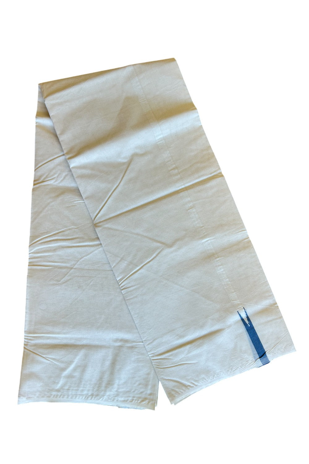 10% Discount ! KaithariKada Balaramapuram 100% Cotton Double Off white - (Unbleached) Mundu/Dhoti-100x100 1 cm Puliyilakkara Chutty Peacock Blue Kara.- 37KK500KK