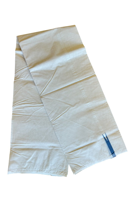 10% Discount ! KaithariKada Balaramapuram 100% Cotton Double Off white - (Unbleached) Mundu/Dhoti-100x100  1 cm  Puliyilakkara  Chutty Peacock Blue Kara.- 37KK500KK