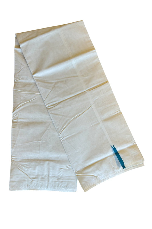 10% Discount ! KaithariKada Balaramapuram 100% Cotton Double Off white - (Unbleached) Mundu/Dhoti-100x100  1 cm  Puliyilakkara  Chutty Peacock Green Kara.- 38KK500KK