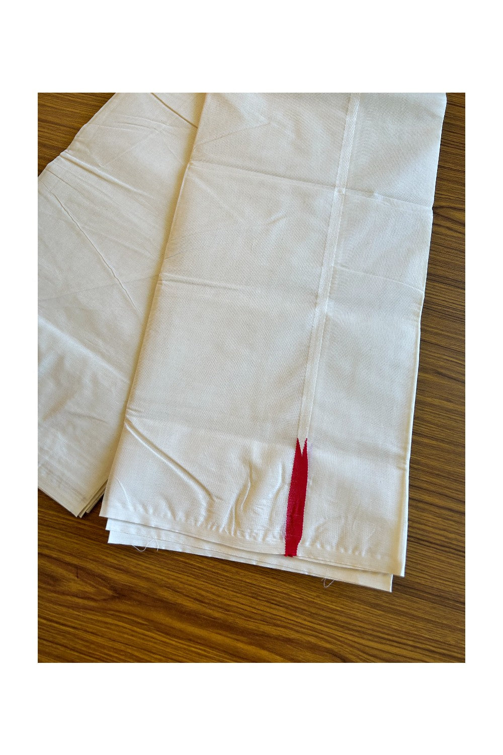 10% Discount ! KaithariKada Balaramapuram 100% Cotton Double Off white - (Unbleached) Mundu/Dhoti-100x100 1 cm Puliyilakkara Chutty Red Kara.- 39KK500KK