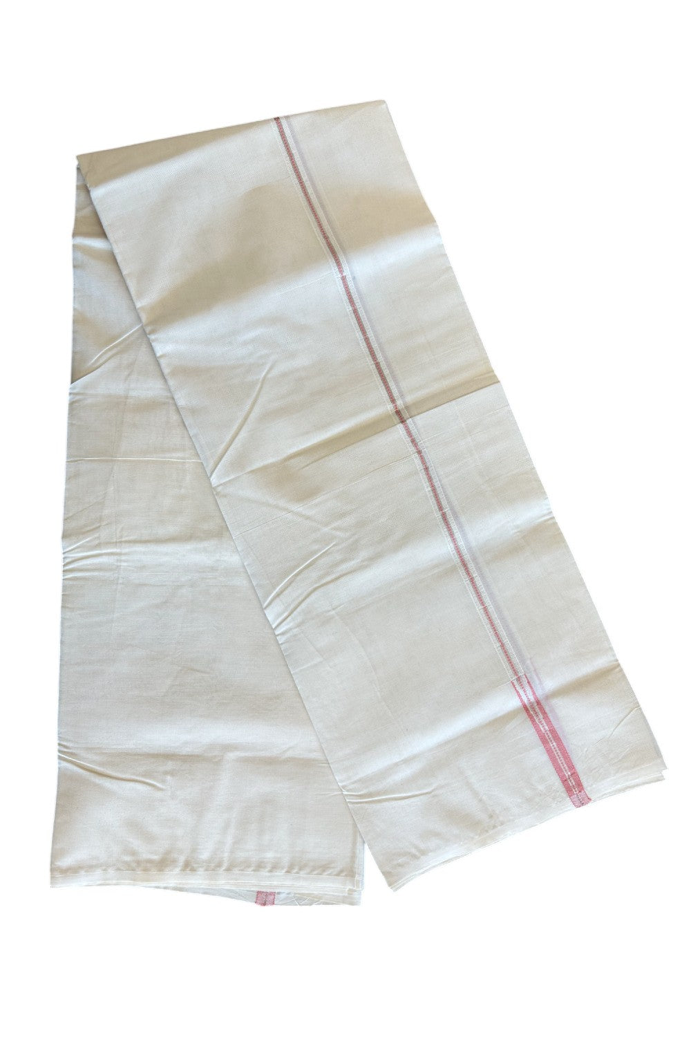 23% DISCOUNT! KaithariKada Balaramapuram 100% Cotton Double Off white - (Unbleached) Mundu/Dhoti-100x100 Chutty Puliyilakkara Muthukuri Silver Kasavu & 1.5 cm PEACH Kara-6.