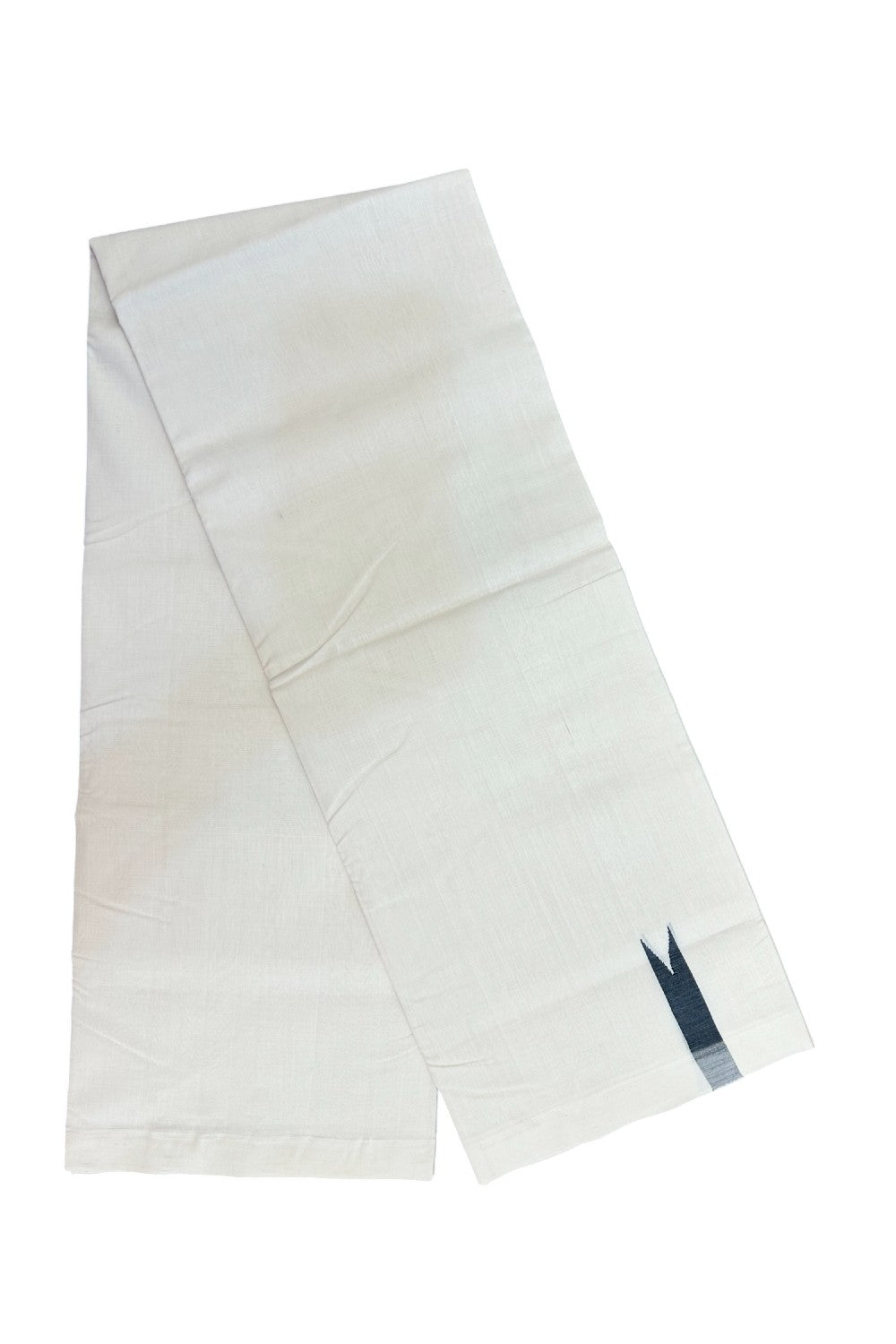 25% DISCOUNT!! KaithariKada HANDLOOM UNAKKUPAAV Balaramapuram - 100% PURE Cotton OFF White Double - (Unbleached) Mundu/Dothi - 100x100 - 0.75 inch Black chutty - 4KK5175RAM