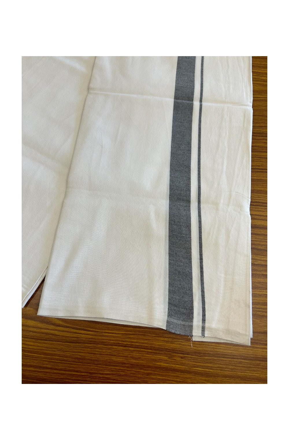 28% DISCOUNT! KaithariKada Balaramapuram 100% Cotton Pure WHITE Single Mundu/Dhoti-100s 1.5 inch Black kara (2 meter / 4 muzham) - 4KK5043ASH