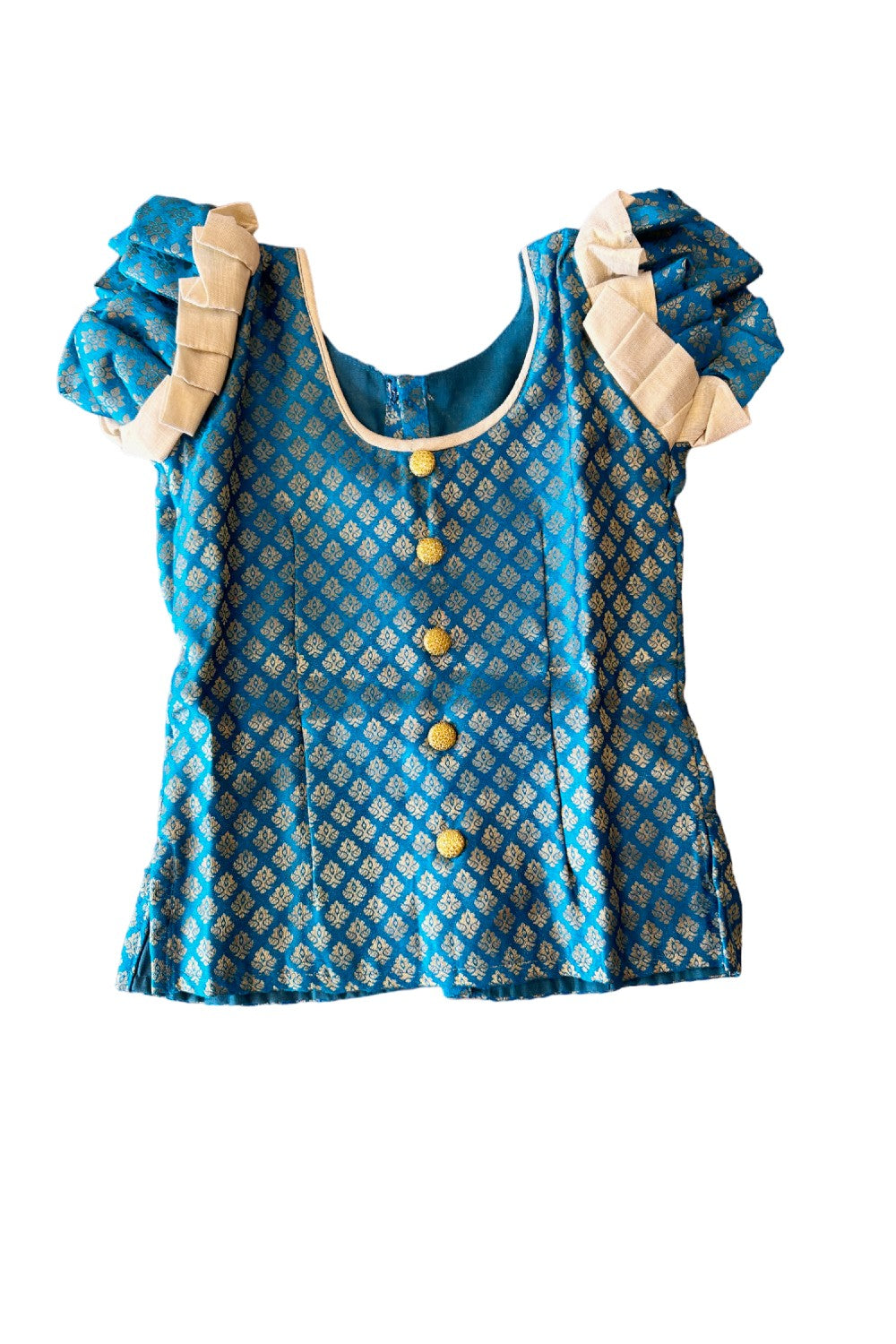 Midukki-Traditional South Indian Kids Pattu Pavada- Sky Blue brocade top tissue skirt - Age 4 - KK4MID004