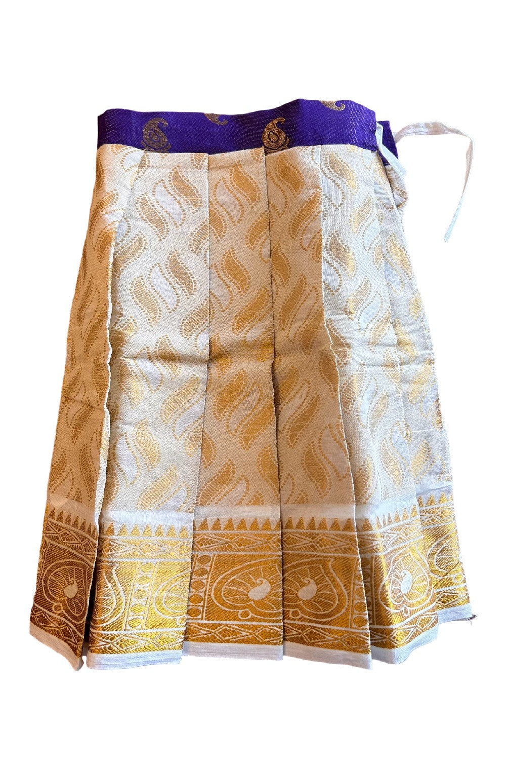 Midukki-Traditional South Indian Kids Pattu Pavada- Violet brocade top Tissue brocade skirt- Age 3 - KK3MID0040