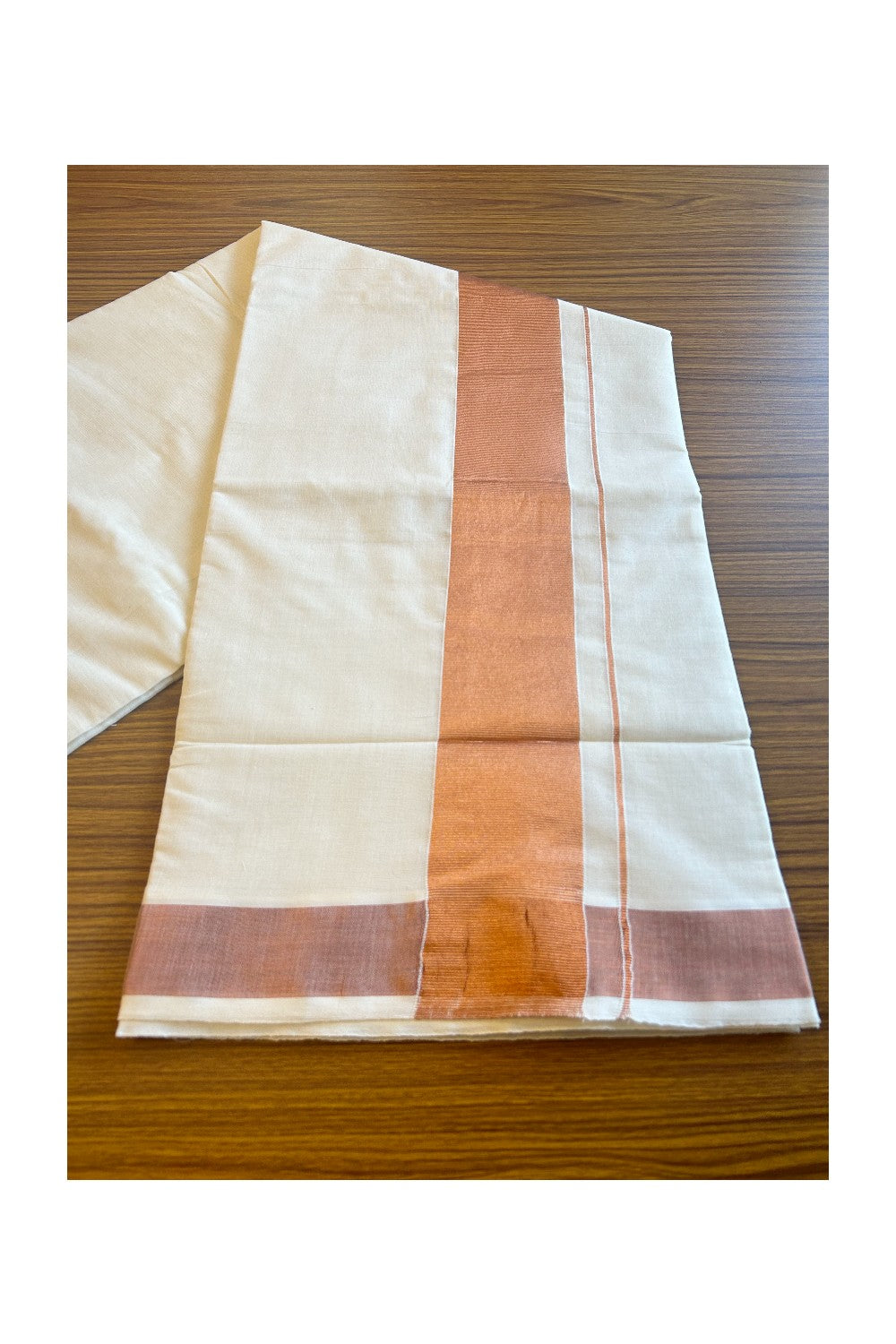 Kaitharikada Kerala Saree - Cotton Saree - 4 inch Pallu - Copper Kasavu Kara - 44KK300VIN