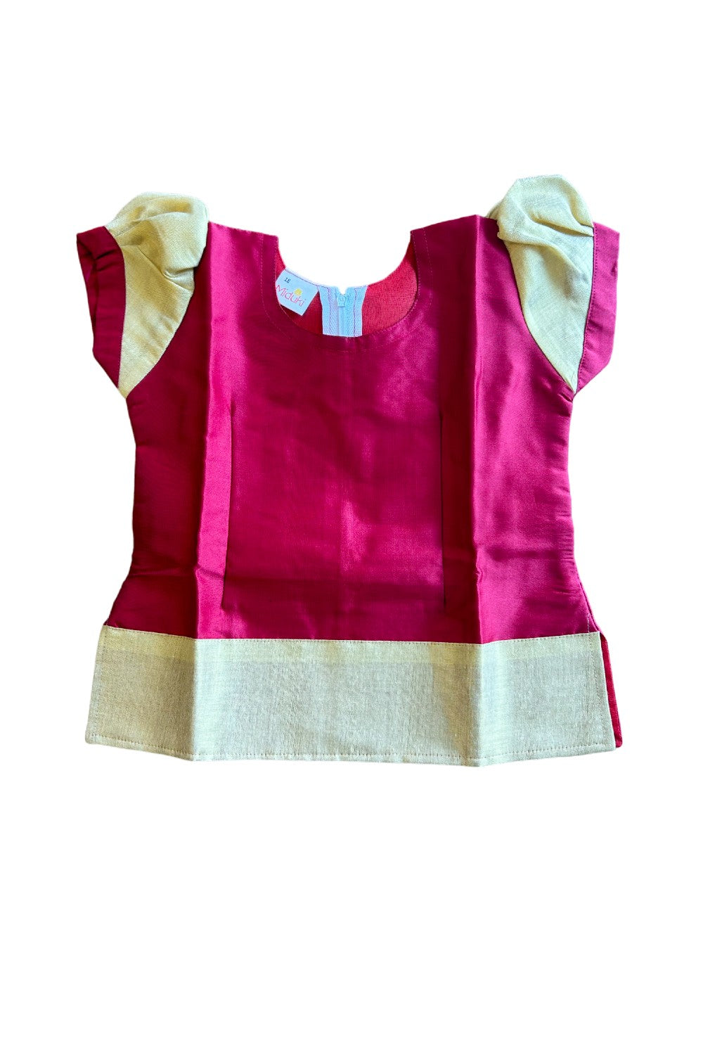 Midukki-Traditional South Indian Kids Pattu Pavada- Red top offwhite check skirt- Age 3 - KK3MID0047