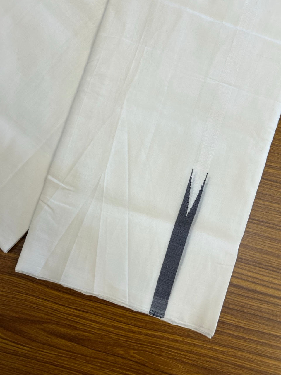 25% Discount!! NEW ULTRA PURE WHITE THREAD HANDLOOM Balaramapuram - 100% MERCERISED Cotton Double Mundu/Dhoti - 120 twisted warp x 80s weft - Navy Blue Chutty Kara- 5KK5248 REA