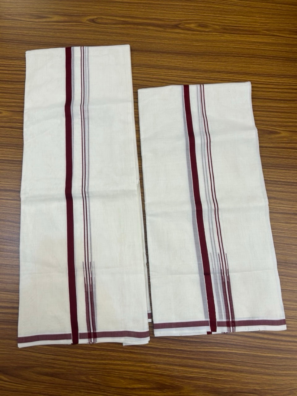 Womens Single Set Mund for 30% Discount!!! KaithariKada Handloom Unakkupaav Balaramapuram - 100% Cotton Puliyilakkara Chutty - Maroon Brown kara - 5 KK7155 RAM