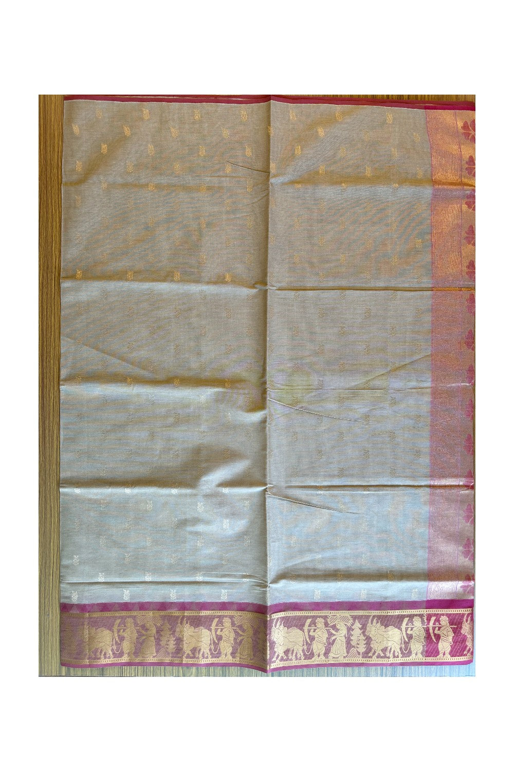 KaithariKada- Balaramapuram Saree - 100% PURE Cotton Silk - Light Brown Red -5KK1005PAN.