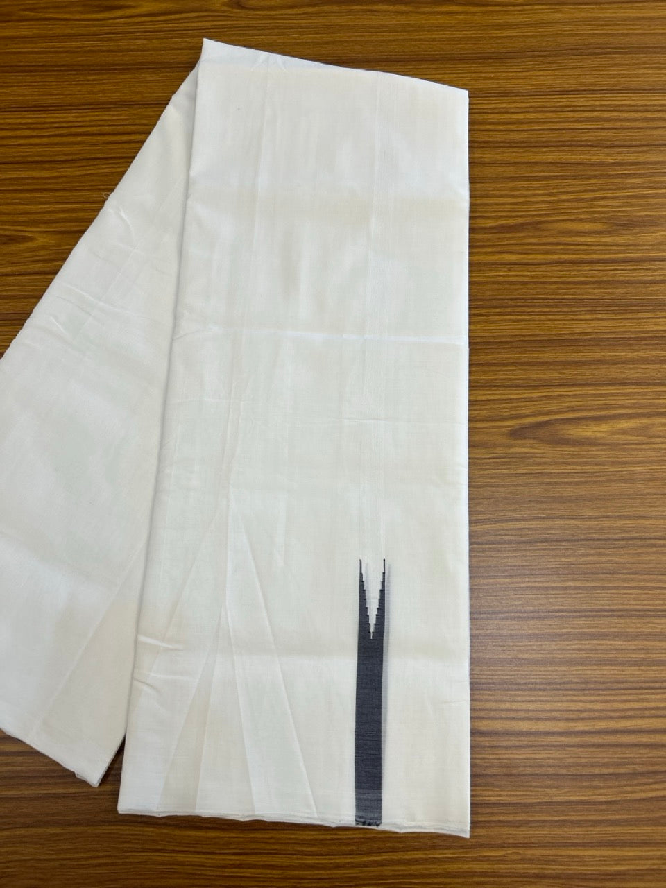 25% Discount!! NEW ULTRA PURE WHITE THREAD HANDLOOM Balaramapuram - 100% MERCERISED Cotton Double Mundu/Dhoti - 120 twisted warp x 80s weft - Navy Blue Chutty Kara- 5KK5248 REA