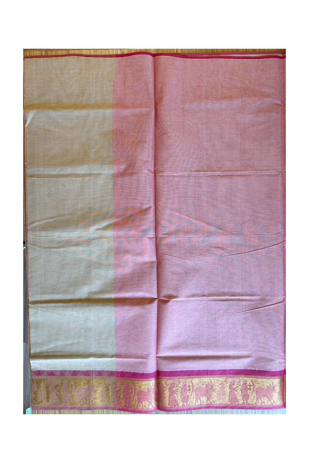 KaithariKada- Balaramapuram Saree - 100% PURE Cotton Silk - Light Brown Red -5KK1005PAN.