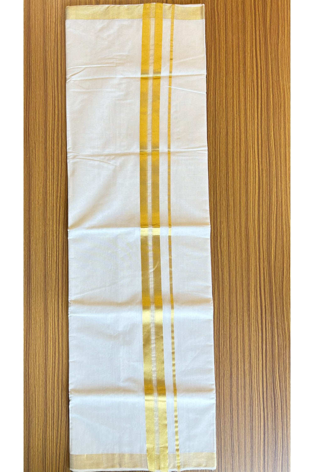 15% Discount KaithariKada HANDLOOM UNAKKUPAAV Balaramapuram Kerala Saree for Women- 100% PURE Cotton- Gold Kasavu Striped Kara - 5KK305UDA