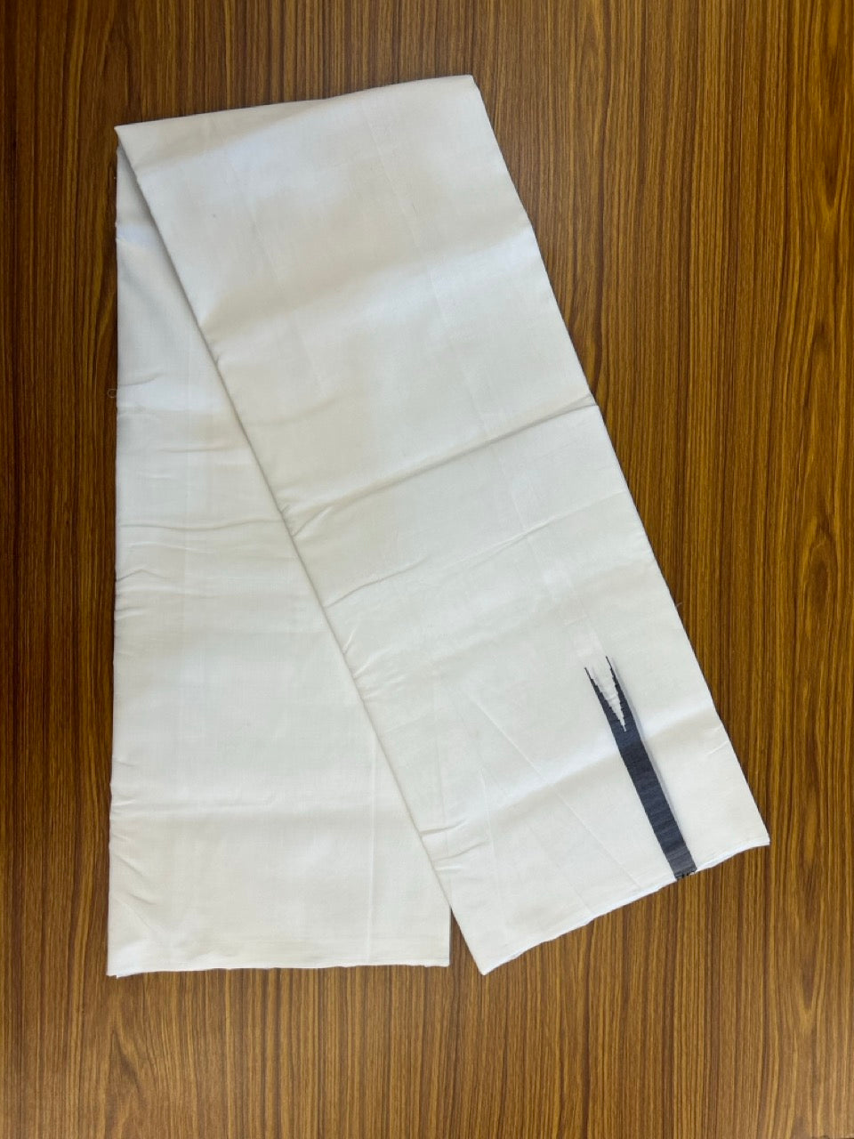 25% Discount!! NEW ULTRA PURE WHITE THREAD HANDLOOM Balaramapuram - 100% MERCERISED Cotton Double Mundu/Dhoti - 120 twisted warp x 80s weft - Navy Blue Chutty Kara- 5KK5248 REA