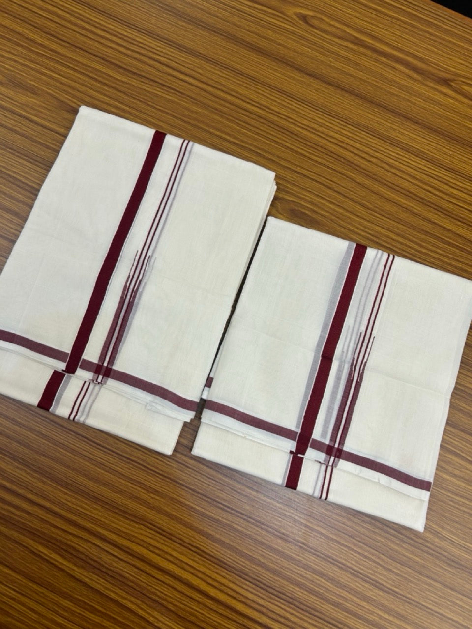 Womens Single Set Mund for 30% Discount!!! KaithariKada Handloom Unakkupaav Balaramapuram - 100% Cotton Puliyilakkara Chutty - Maroon Brown kara - 5 KK7155 RAM