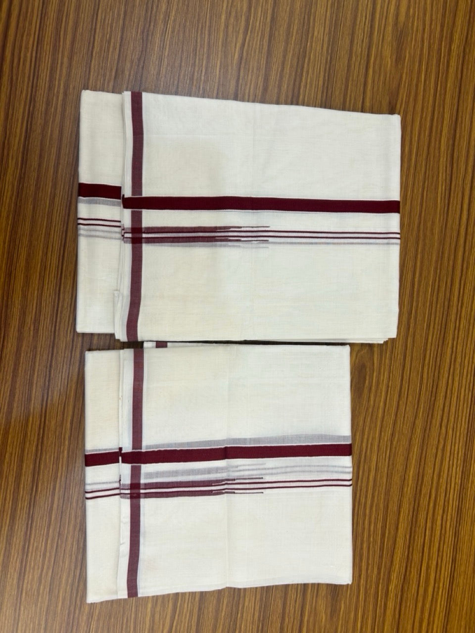 Womens Single Set Mund for 30% Discount!!! KaithariKada Handloom Unakkupaav Balaramapuram - 100% Cotton Puliyilakkara Chutty - Maroon Brown kara - 5 KK7155 RAM