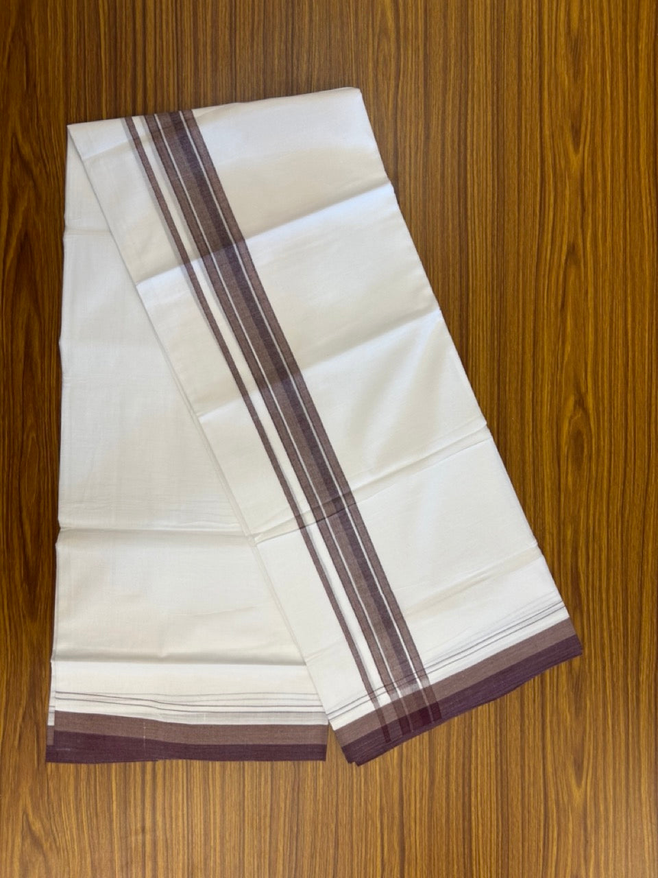 20% Discount ! NEW! KaithariKada Balaramapuram 100% Cotton Pure white Double Mundu/Dhoti - (100x80)s - 1.5 inch Green Black Stripes Kara - 56 KK5249 VIN