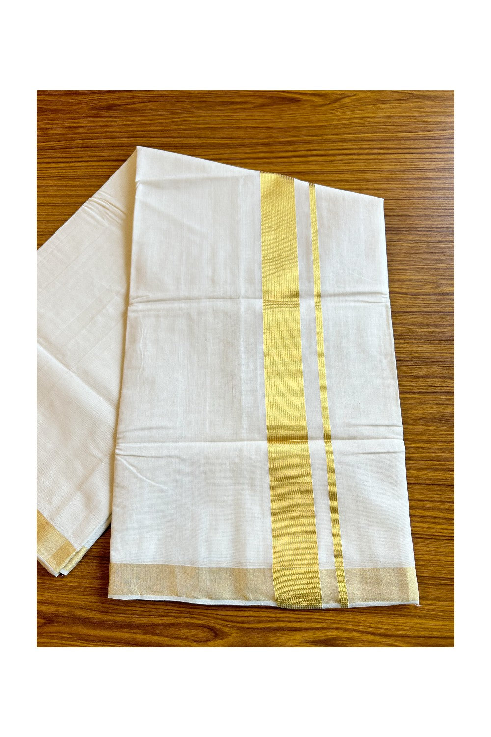 15% Discount KaithariKada HANDLOOM UNAKKUPAAV Balaramapuram Kerala Saree for Women- 100% PURE Cotton- Gold Kasavu Striped Kara - 6KK305UDA