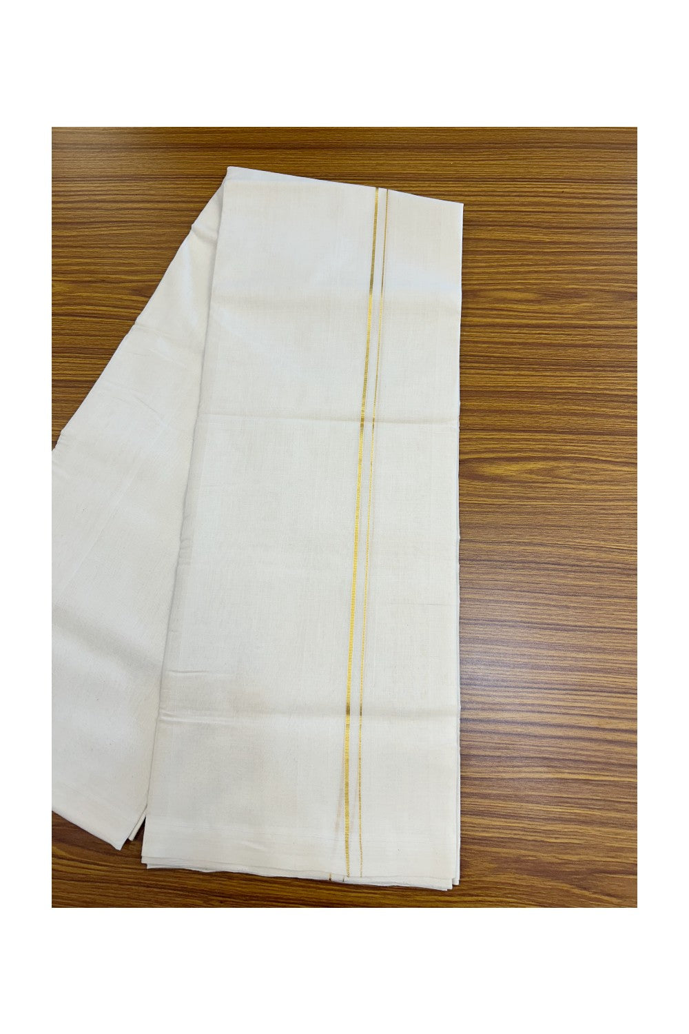 25% DISCOUNT! KaithariKada BALARAMAPURAM HANDLOOM UNAKKUPAAV - 100% PURE Cotton OFF WHITE (Unbleached) Double Mundu/Dhoti - 80X90 - 0.5 cm Kasavu thin Kara 4 mtr (8.5 Muzham) - 6KK5234 RAM