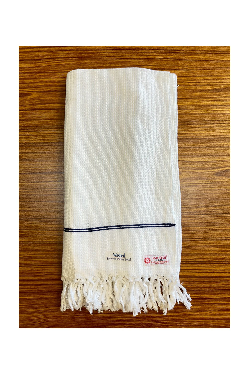 16% Discount! Kaitharikada - Pure Cotton Honey Comb Pattern - 30 x 72 cm - 7KK127SAR