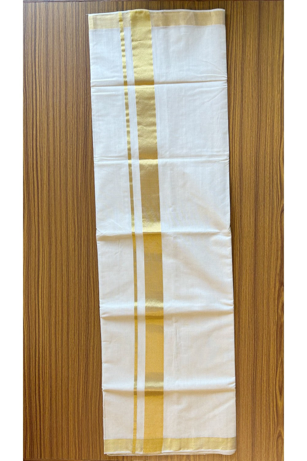 15% Discount KaithariKada HANDLOOM UNAKKUPAAV Balaramapuram Kerala Saree for Women- 100% PURE Cotton- Gold Kasavu Striped Kara - 6KK305UDA