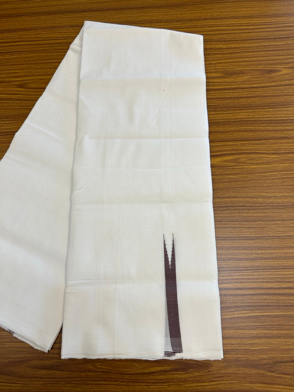 25% Discount!! NEW ULTRA PURE WHITE THREAD HANDLOOM Balaramapuram - 100% MERCERISED Cotton Double Mundu/Dhoti - 120 twisted warp x 80s weft - Wine Brown Chutty Kara- 6KK5248 REA