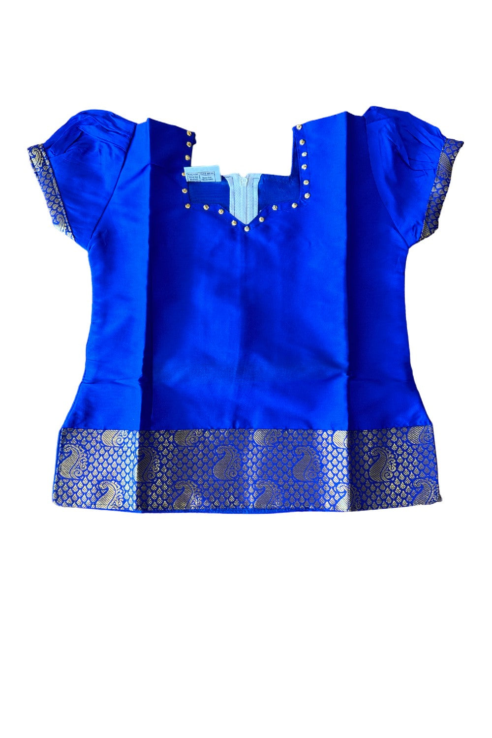 Midukki-Traditional South Indian Kids Pattu Pavada- Blue top brocade blue skirt - Age 3 - KK3MID006