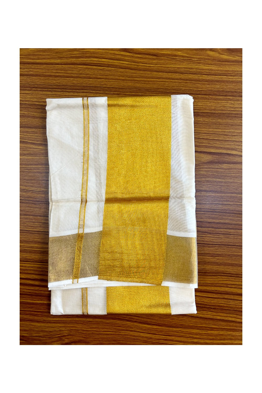 27% Discount!! KaithariKada - Kerala Cotton Mix SINGLE SET MUND FOR WOMEN - EXTRA LENGTH - Kasavu Big Kara - 6KK471CKA