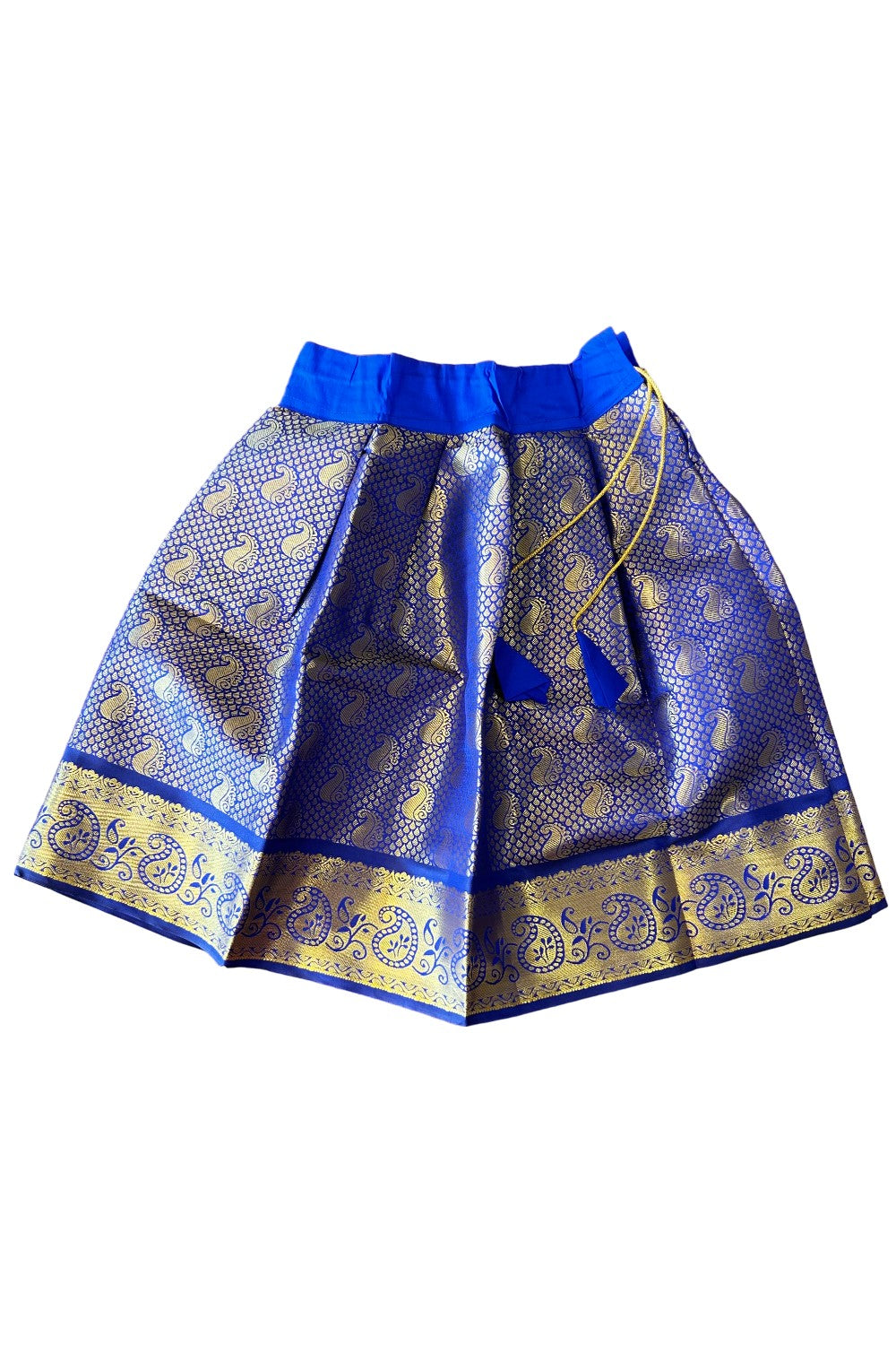 Midukki-Traditional South Indian Kids Pattu Pavada- Blue top brocade blue skirt - Age 3 - KK3MID006