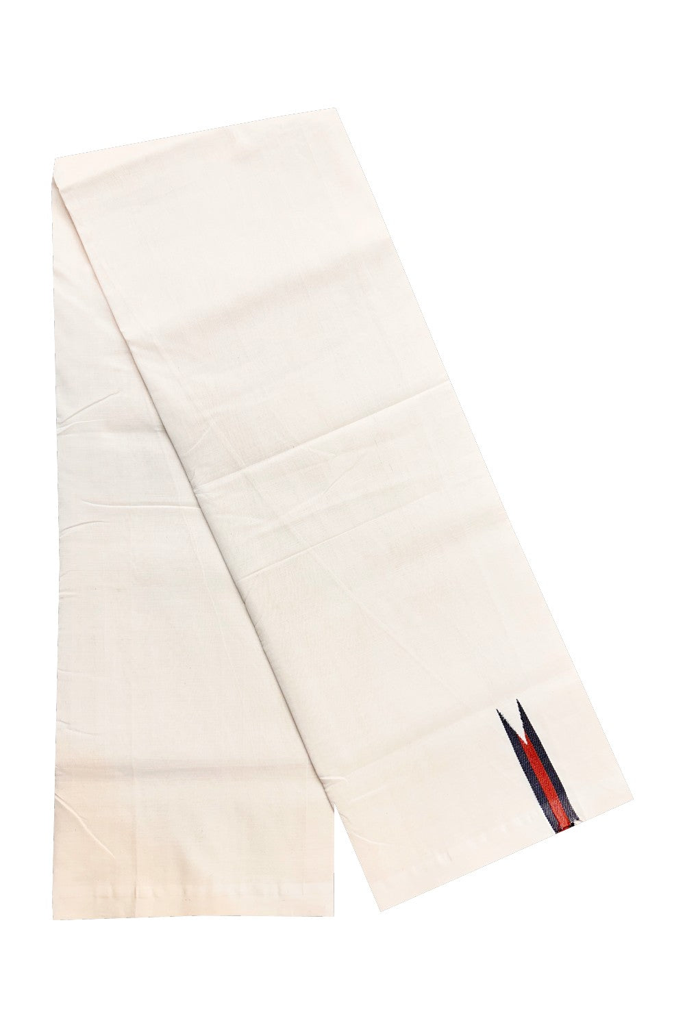 30% DISCOUNT! KaithariKada BALARAMAPURAM HANDLOOM Unakkupaav- 100% PURE Cotton 100x100 Double Mundu/Dhoti OFF WHITE (Unbleached) - PULIYILAKKARA Black+Brown 2.cm Chutty KARA-7RAM