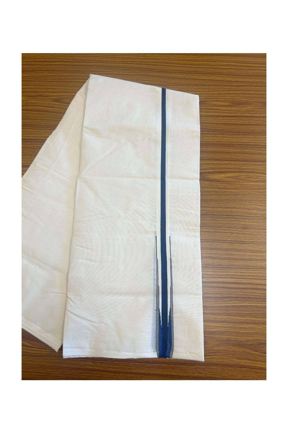 SHORT DHOTI SPECIAL! Kaitharikada.com - 19% Discount! Balaramapuram Double Off white - (Unbleached) Mundu/Dhoti - 100X100 - 1 inch Kara & 45 inches Height  Puliyilakkara Dark Blue & Black Striped Chutty Kara 4.12 meters - 7KK5130ASH