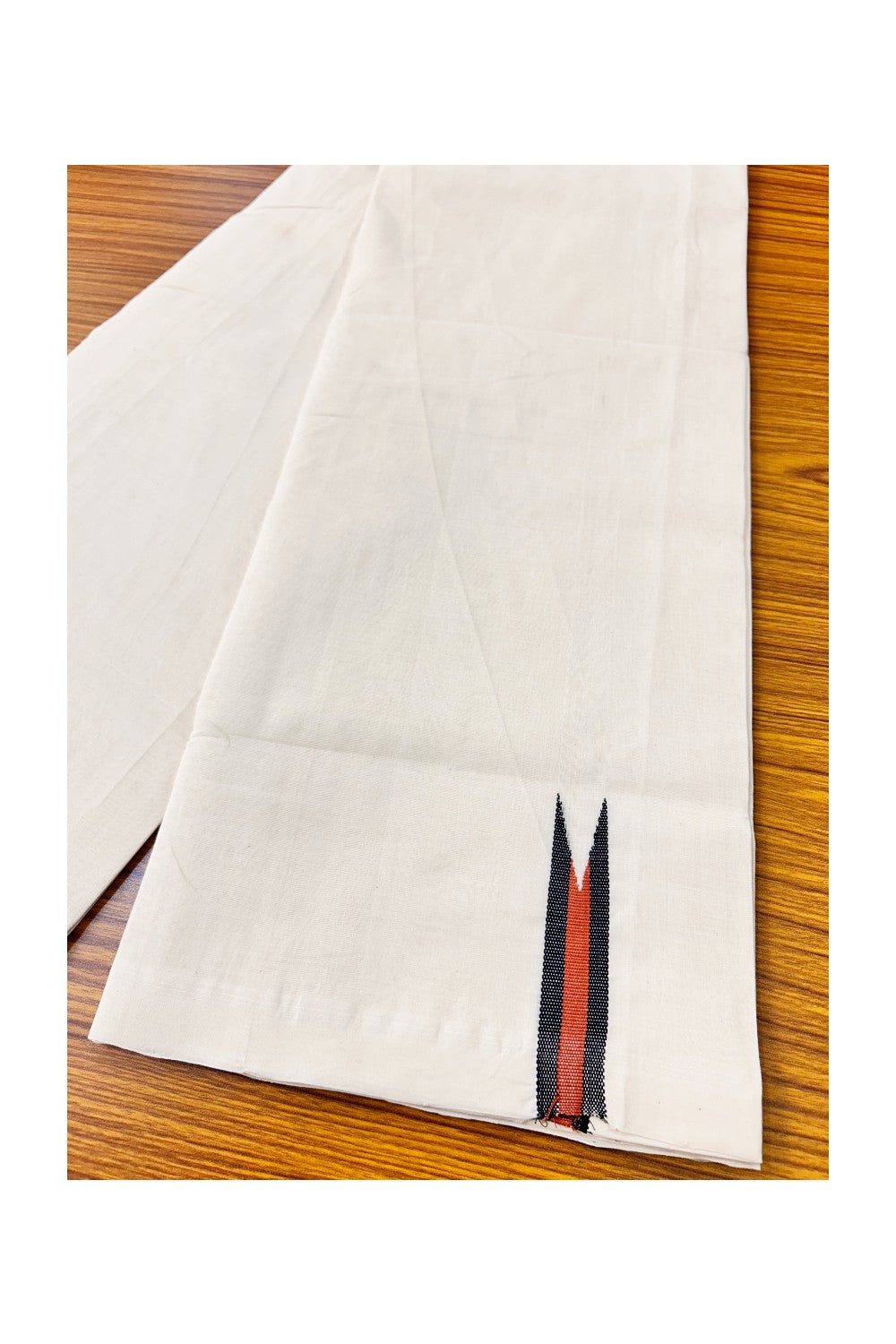 30% DISCOUNT! KaithariKada BALARAMAPURAM HANDLOOM Unakkupaav- 100% PURE Cotton 100x100 Double Mundu/Dhoti OFF WHITE (Unbleached) - PULIYILAKKARA Black+Brown 2.cm Chutty KARA-7RAM