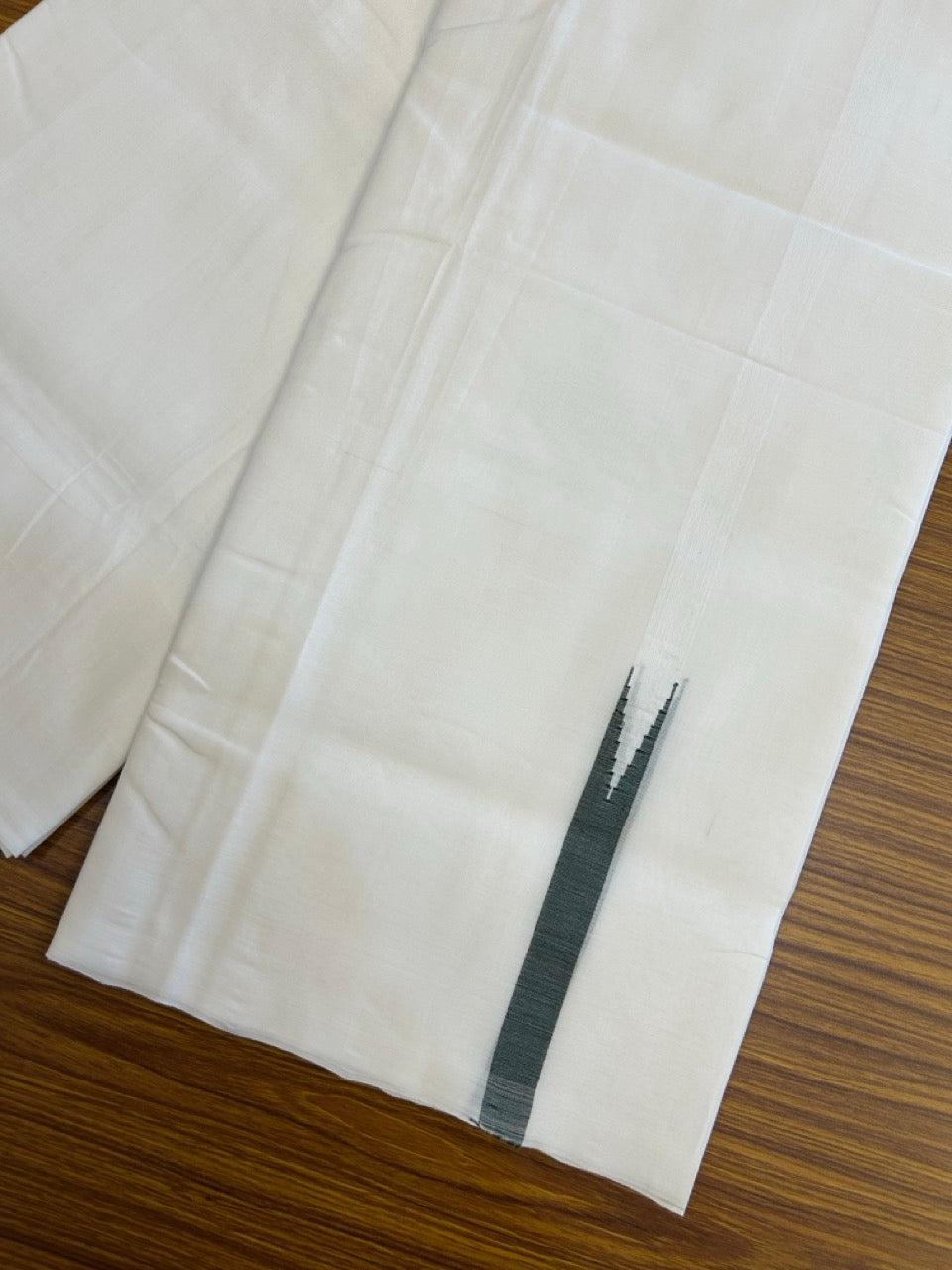 25% Discount!! NEW ULTRA PURE WHITE THREAD HANDLOOM Balaramapuram - 100% MERCERISED Cotton Double Mundu/Dhoti - 120 twisted warp x 80s weft - Dark Green Chutty Kara- 7KK5248 REA