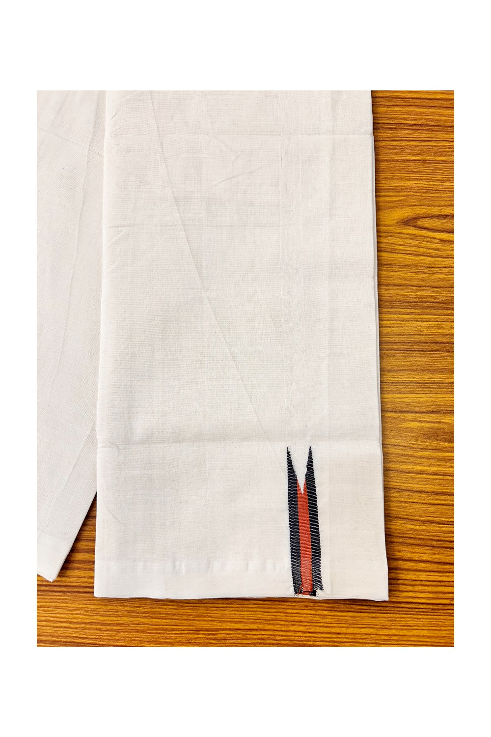 30% DISCOUNT! KaithariKada BALARAMAPURAM HANDLOOM Unakkupaav- 100% PURE Cotton 100x100 Double Mundu/Dhoti OFF WHITE (Unbleached) - PULIYILAKKARA Black+Brown 2.cm Chutty KARA-7RAM