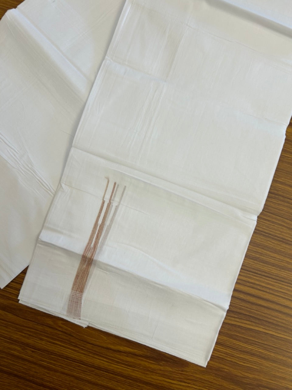 20% Discount ! NEW! KaithariKada Balaramapuram 100% Cotton Pure white Double Mundu/Dhoti - (100x80)s - 0.5 inch Yellow Brown Multi Colour Chutty Kara - 72 KK5249 VIN